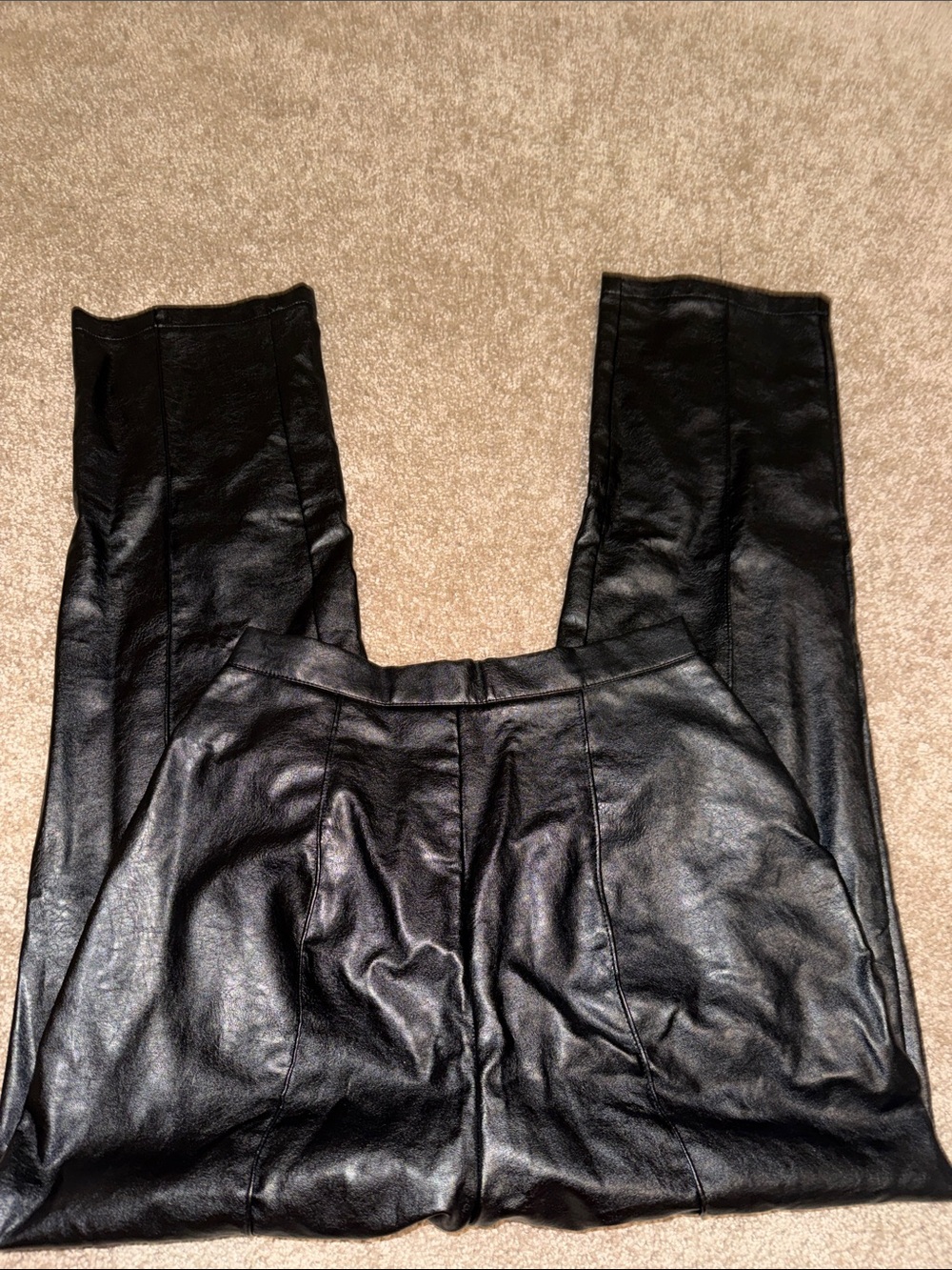 Princess Polly Black Faux Leather High-Waist Pants - size 2 - Picture 4 of 5